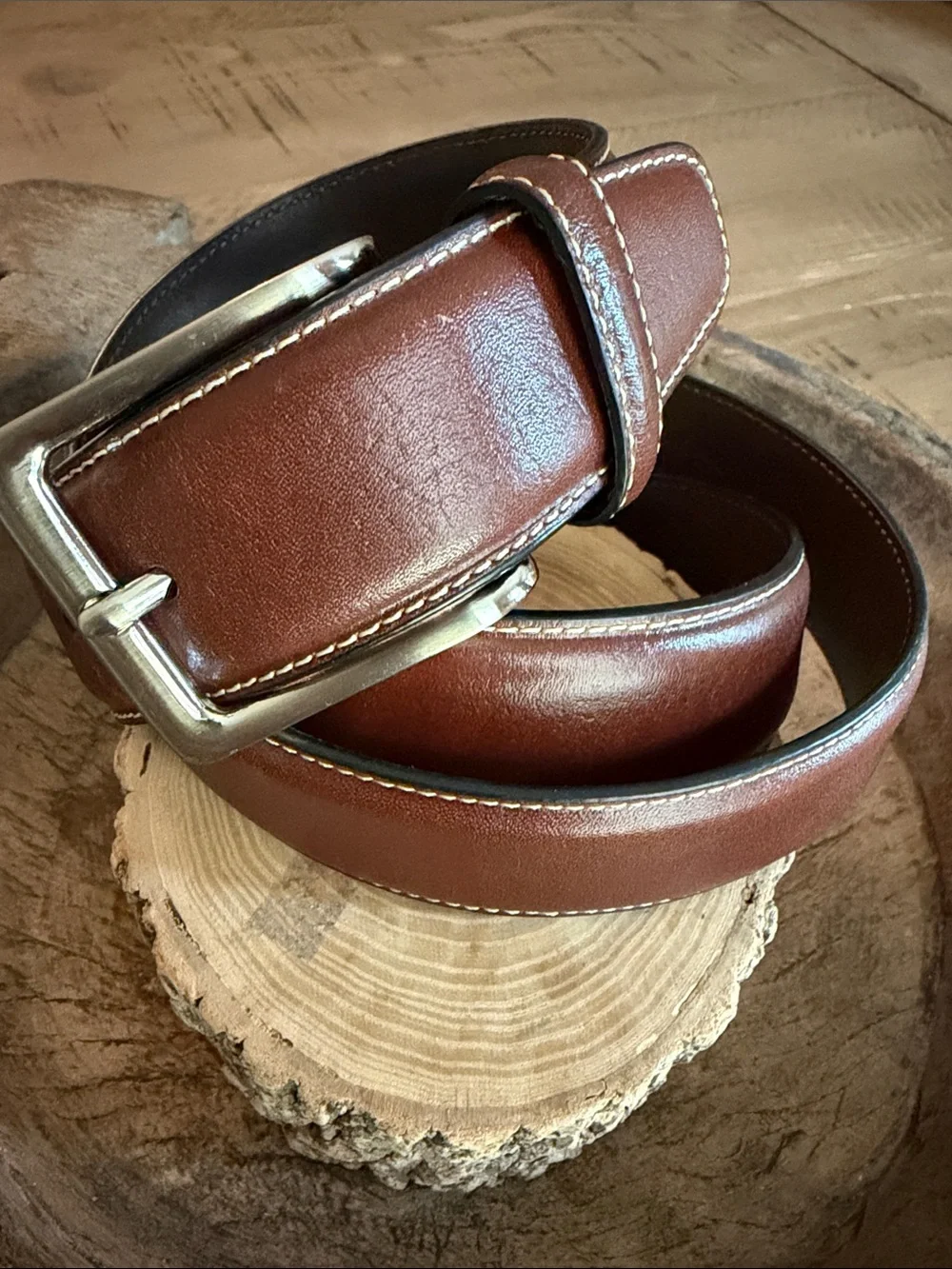 Daniel Cremieux France Full Grain Cowhide Brown  Pebbled Leather Belt Size 40